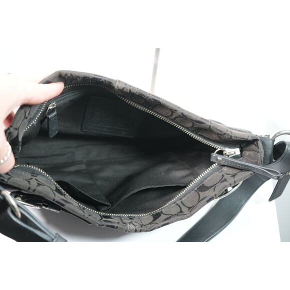 Coach Signature Canvas Leather Crossbody / Shoulder Bag Black - Picture 7 of 7